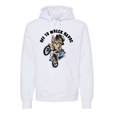 Funny Hiphop Cat Off To Wreck Havoc Premium Hoodie