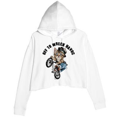 Funny Hiphop Cat Off To Wreck Havoc Crop Fleece Hoodie