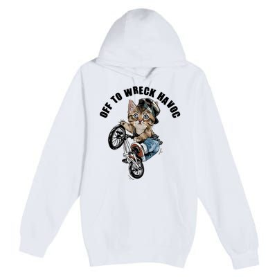 Funny Hiphop Cat Off To Wreck Havoc Premium Pullover Hoodie