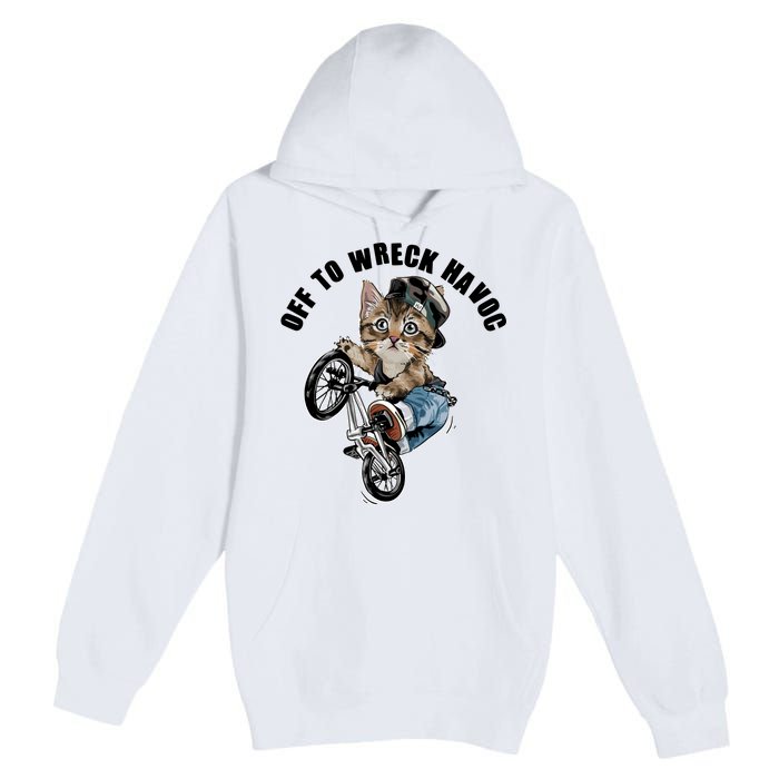 Funny Hiphop Cat Off To Wreck Havoc Premium Pullover Hoodie