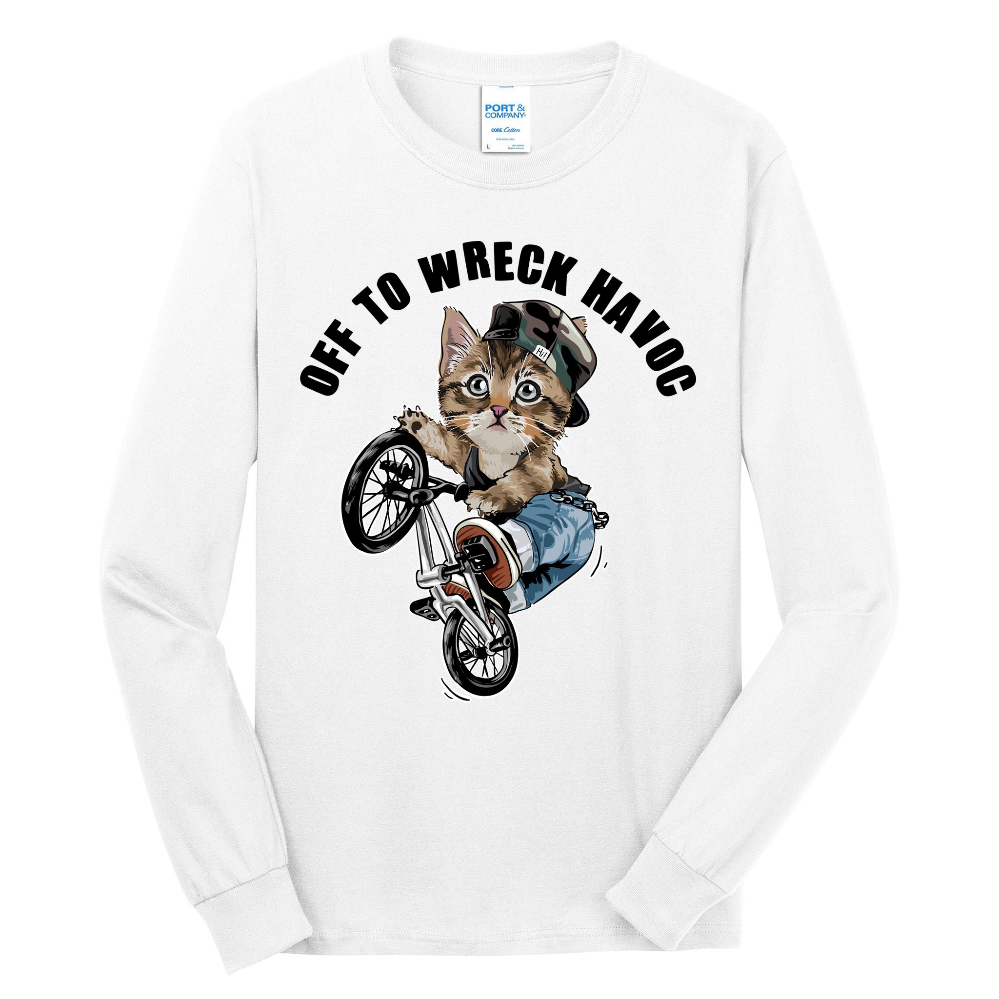 Funny Hiphop Cat Off To Wreck Havoc Tall Long Sleeve T-Shirt