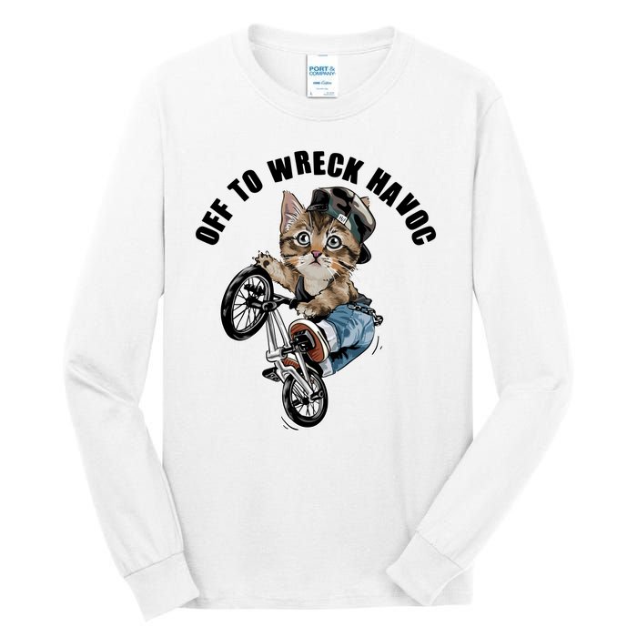 Funny Hiphop Cat Off To Wreck Havoc Tall Long Sleeve T-Shirt