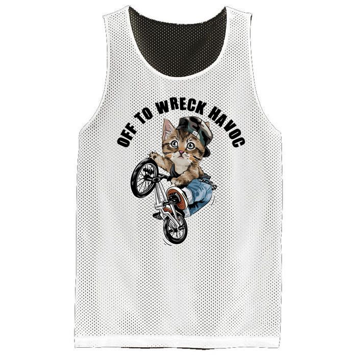 Funny Hiphop Cat Off To Wreck Havoc Mesh Reversible Basketball Jersey Tank