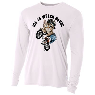 Funny Hiphop Cat Off To Wreck Havoc Cooling Performance Long Sleeve Crew