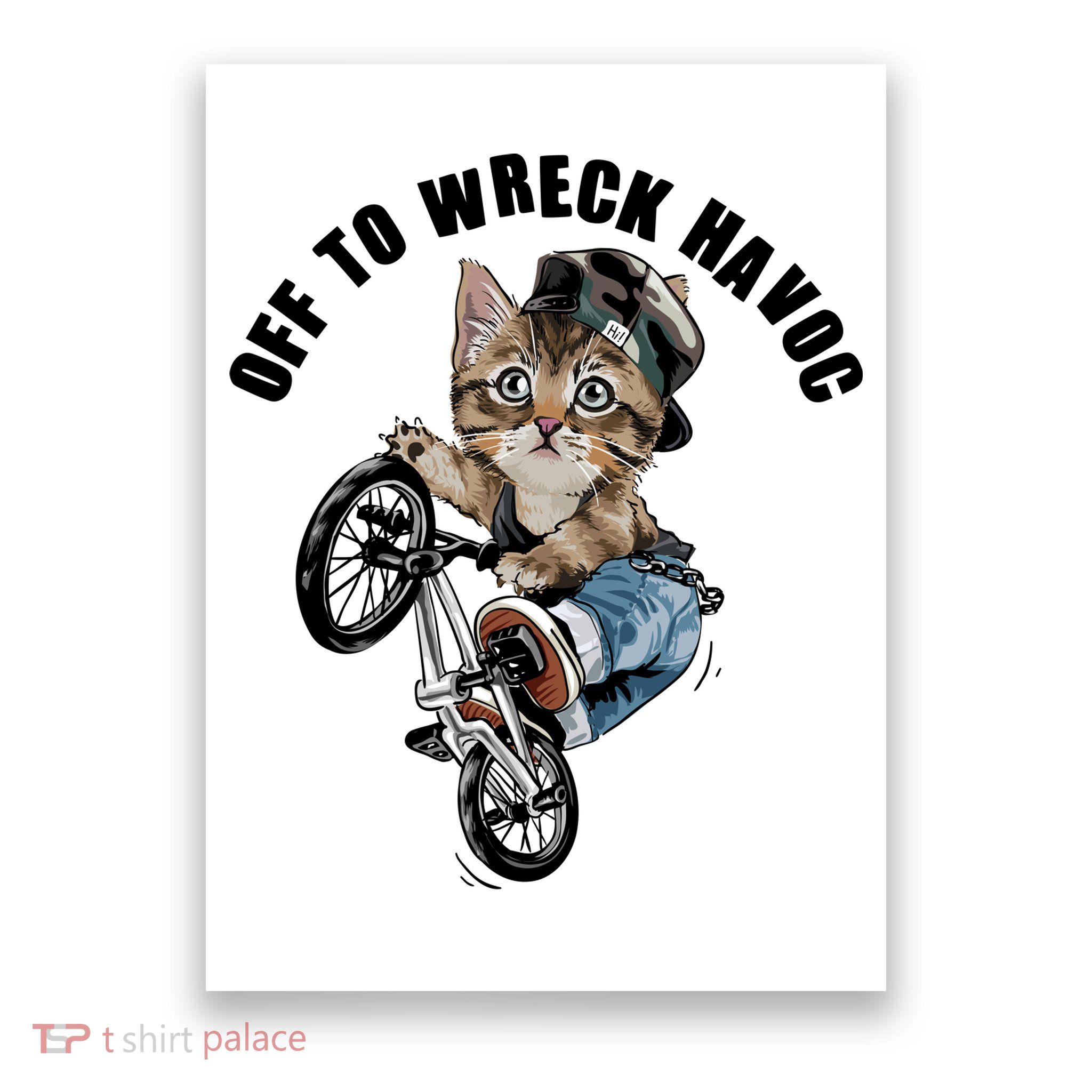 Funny Hiphop Cat Off To Wreck Havoc Poster