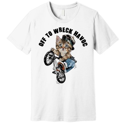 Funny Hiphop Cat Off To Wreck Havoc Premium T-Shirt