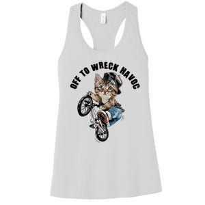 Funny Hiphop Cat Off To Wreck Havoc Women's Racerback Tank