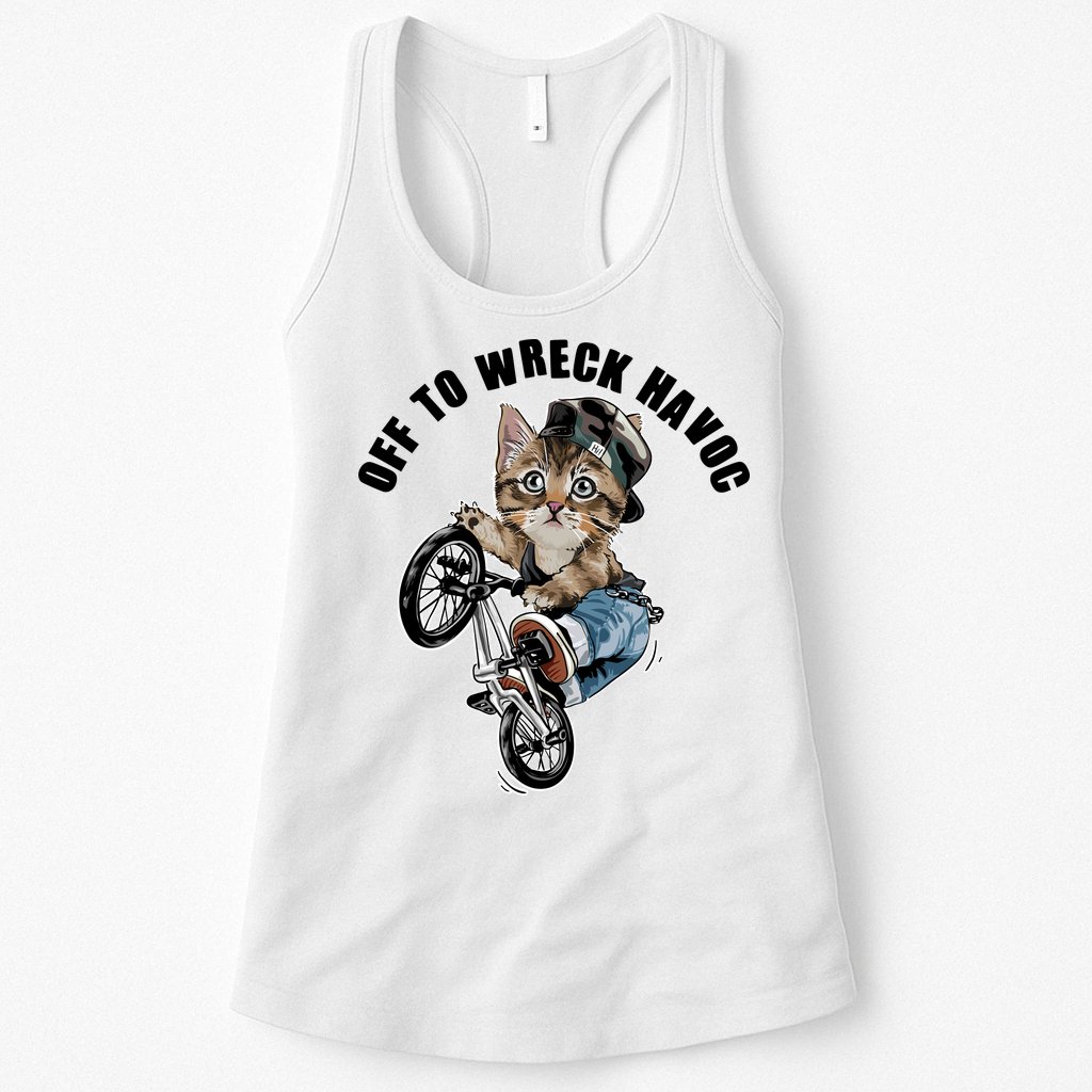 Funny Hiphop Cat Off To Wreck Havoc Womens Tank Top
