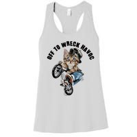 Funny Hiphop Cat Off To Wreck Havoc Women's Racerback Tank