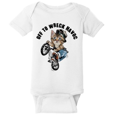 Funny Hiphop Cat Off To Wreck Havoc Baby Bodysuit