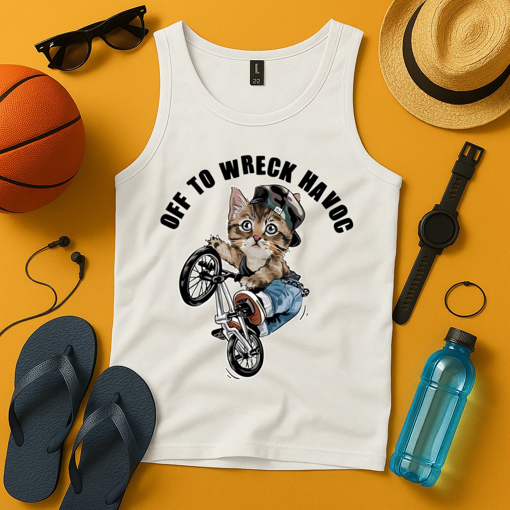 Funny Hiphop Cat Off To Wreck Havoc Tank Top
