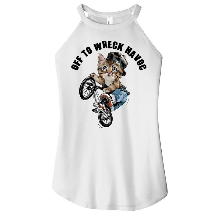 Funny Hiphop Cat Off To Wreck Havoc Women's Perfect Tri Rocker Tank