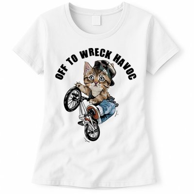 Funny Hiphop Cat Off To Wreck Havoc Womens T-Shirt