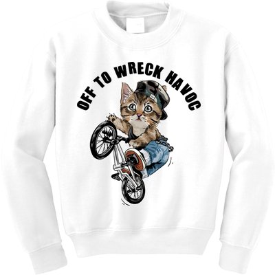 Funny Hiphop Cat Off To Wreck Havoc Kids Sweatshirt