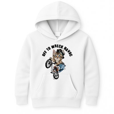 Funny Hiphop Cat Off To Wreck Havoc Kids Hoodie