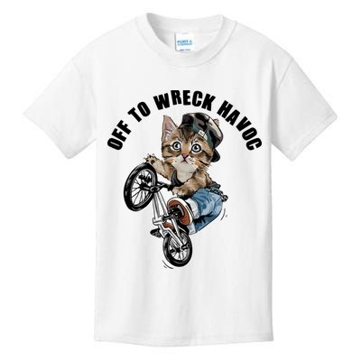 Funny Hiphop Cat Off To Wreck Havoc Kids T-Shirt