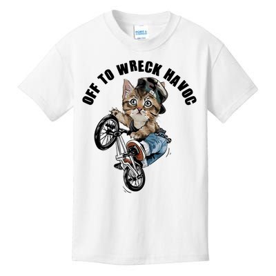 Funny Hiphop Cat Off To Wreck Havoc Kids T-Shirt