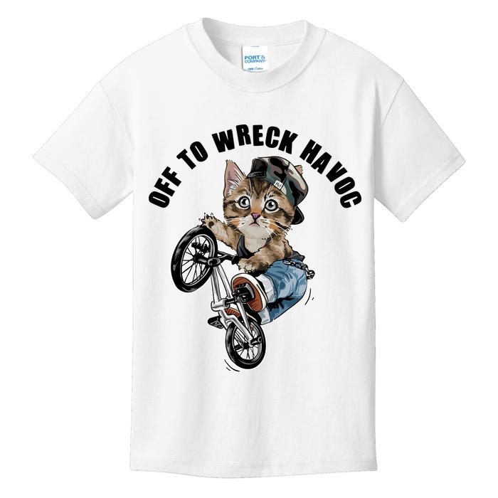 Funny Hiphop Cat Off To Wreck Havoc Kids T-Shirt