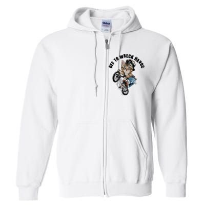 Funny Hiphop Cat Off To Wreck Havoc Full Zip Hoodie