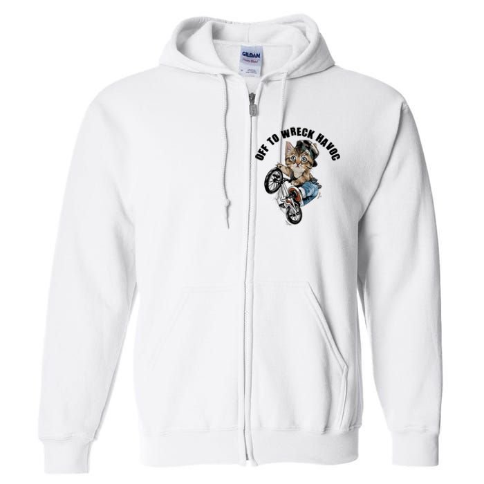 Funny Hiphop Cat Off To Wreck Havoc Full Zip Hoodie