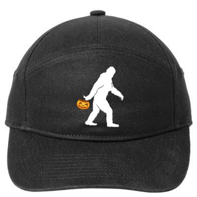 Funny Halloween, Cute Halloween, Bigfoot Sasquatch Halloween Pumpkin 7-Panel Snapback Hat