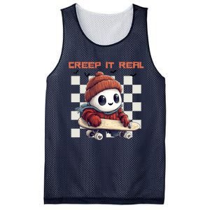 Funny Halloween Creep It Real Spooky Ghost Fall Season Gift Mesh Reversible Basketball Jersey Tank