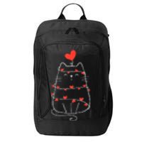 Funny Heart Cat ValentineS Day Heart Cat Lover Valentine City Backpack