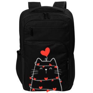 Funny Heart Cat ValentineS Day Heart Cat Lover Valentine Impact Tech Backpack