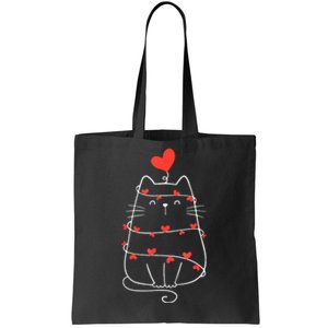 Funny Heart Cat ValentineS Day Heart Cat Lover Valentine Tote Bag