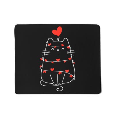 Funny Heart Cat ValentineS Day Heart Cat Lover Valentine Mousepad