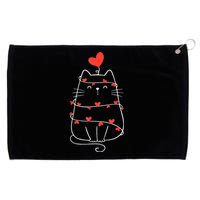 Funny Heart Cat ValentineS Day Heart Cat Lover Valentine Grommeted Golf Towel