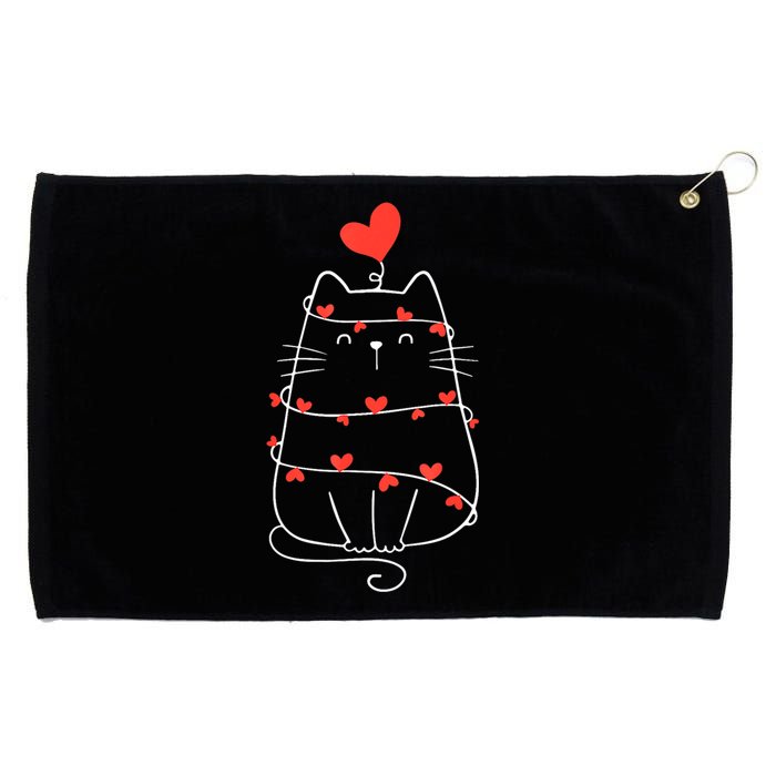 Funny Heart Cat ValentineS Day Heart Cat Lover Valentine Grommeted Golf Towel