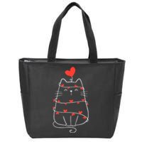 Funny Heart Cat ValentineS Day Heart Cat Lover Valentine Zip Tote Bag