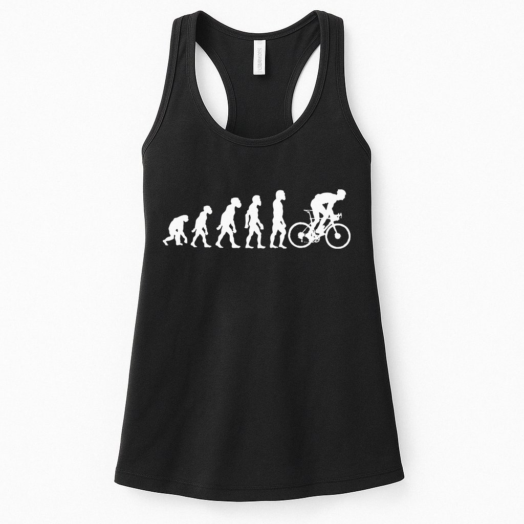 Funny Human Cycling Evolution Athlete Bike Cyclist Biker Womens Tank Top