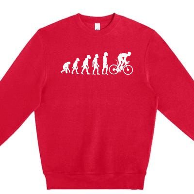 Funny Human Cycling Evolution Athlete Bike Cyclist Biker Premium Crewneck Sweatshirt