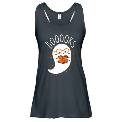 Funny Halloween Cute Ghost Book Reading School Teacher Gift Ladies Essential Flowy Tank