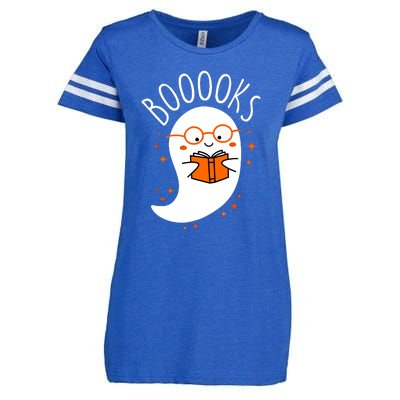 Funny Halloween Cute Ghost Book Reading School Teacher Gift Enza Ladies Jersey Football T-Shirt