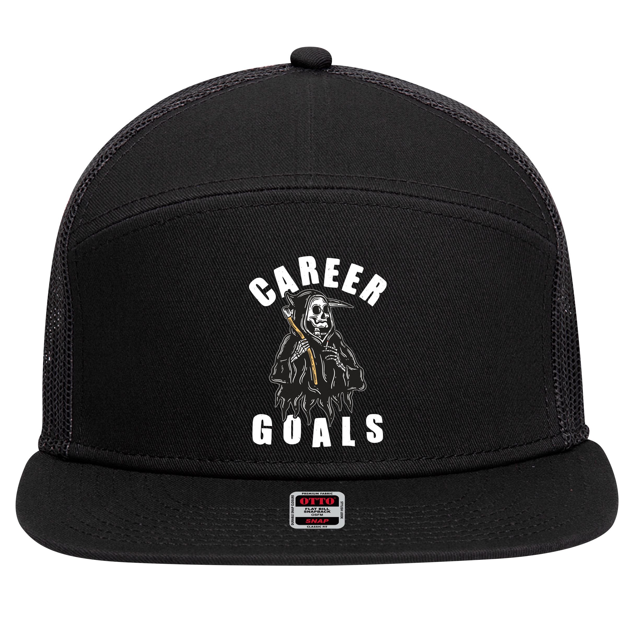 Funny Halloween Career Goals Grim Reaper 7 Panel Mesh Trucker Snapback Hat
