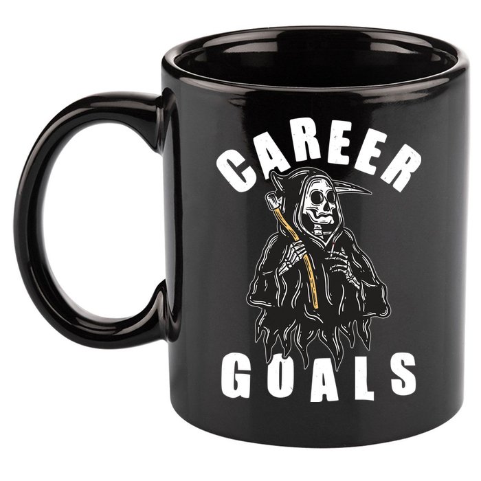 Funny Halloween Career Goals Grim Reaper 11oz C Handle Ceramic Mug