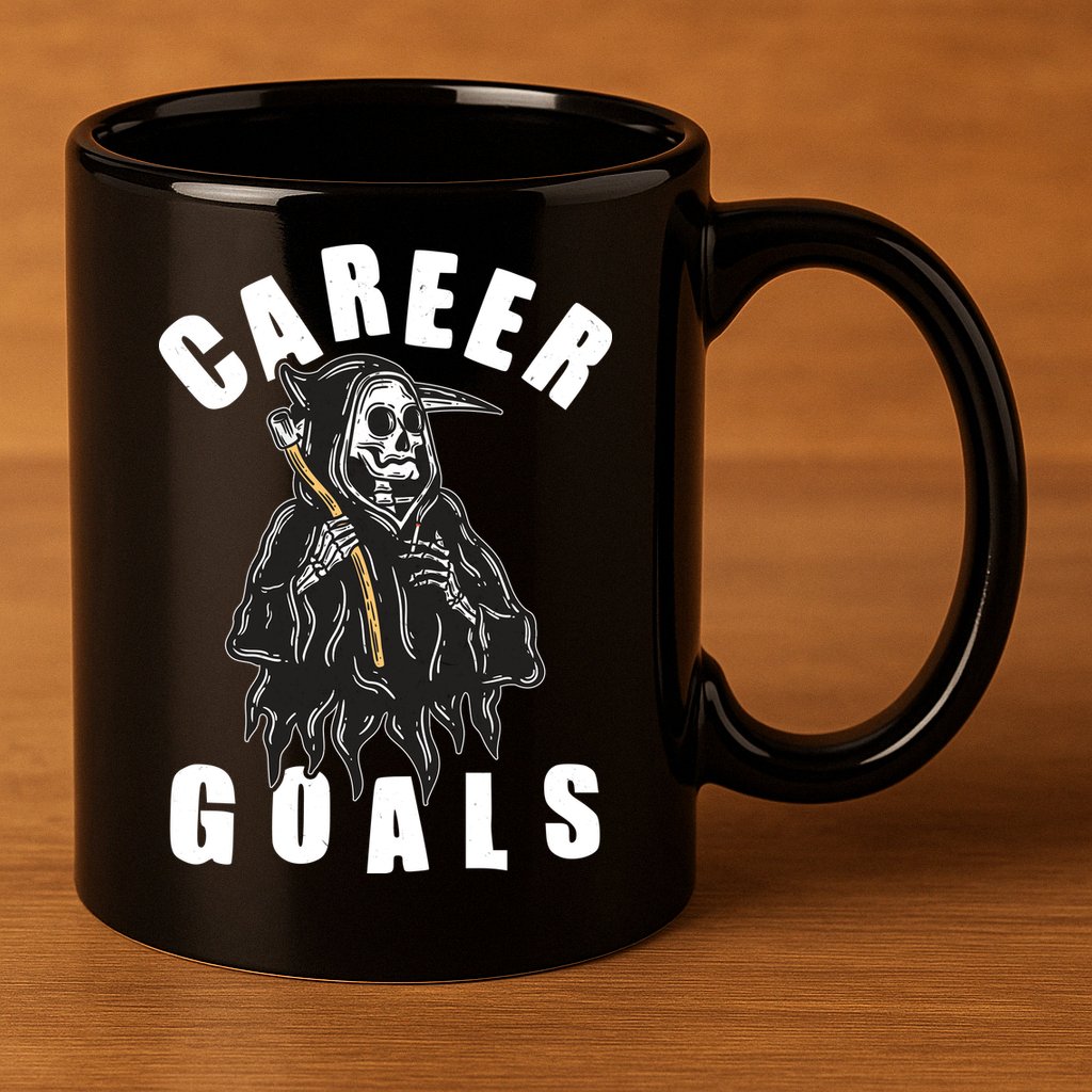 Funny Halloween Career Goals Grim Reaper 11oz C Handle Ceramic Mug