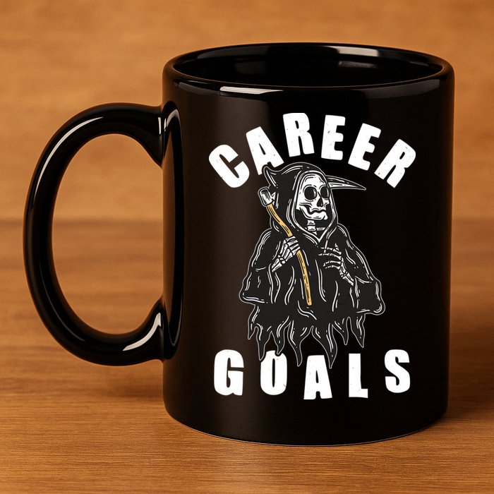 Funny Halloween Career Goals Grim Reaper 11oz C Handle Ceramic Mug