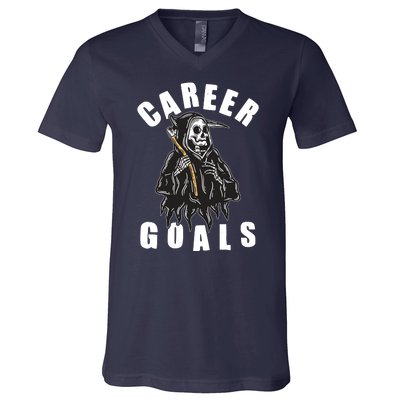 Funny Halloween Career Goals Grim Reaper V-Neck T-Shirt