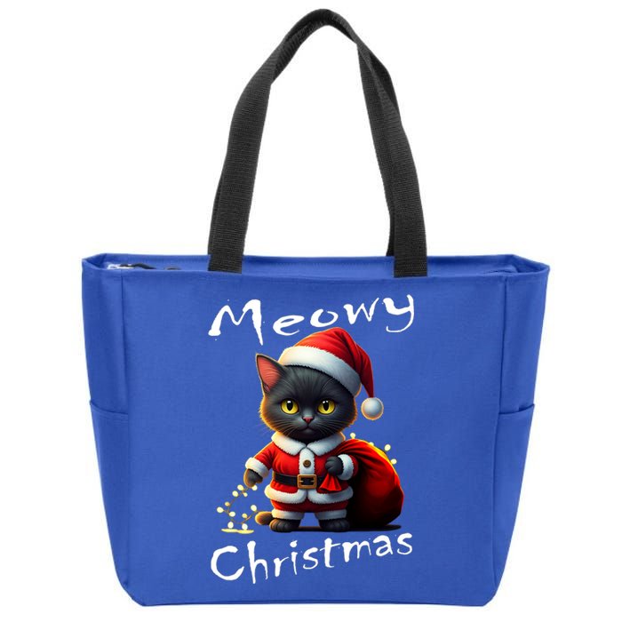 Festival Holiday Cute Kitten Meowy Christmas Great Gift Zip Tote Bag