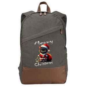 Festival Holiday Cute Kitten Meowy Christmas Great Gift Cotton Canvas Backpack