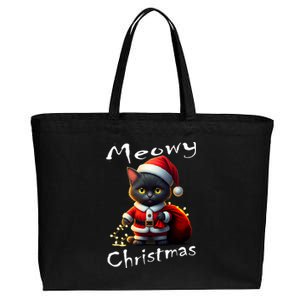 Festival Holiday Cute Kitten Meowy Christmas Great Gift Cotton Canvas Jumbo Tote