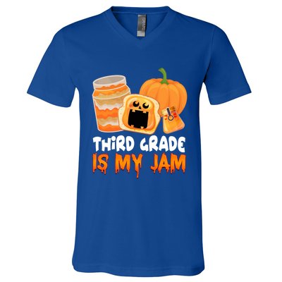 Funny Halloween Costume Team Third Grade Is My Jam 3Rd Grade Great Gift V-Neck T-Shirt