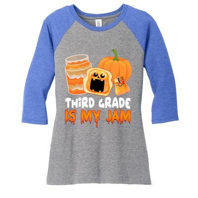 Funny Halloween Costume Team Third Grade Is My Jam 3Rd Grade Great Gift Women's Tri-Blend 3/4-Sleeve Raglan Shirt