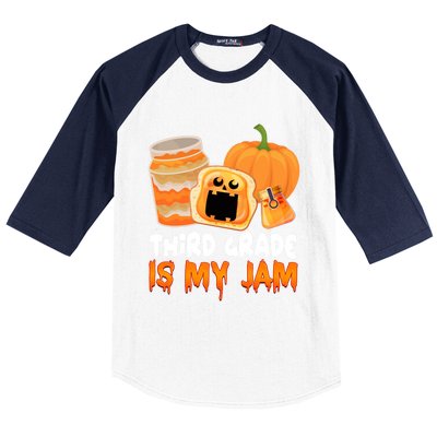 Funny Halloween Costume Team Third Grade Is My Jam 3Rd Grade Great Gift Baseball Sleeve Shirt