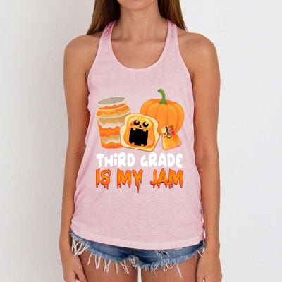 Funny Halloween Costume Team Third Grade Is My Jam 3Rd Grade Great Gift Women's Knotted Racerback Tank