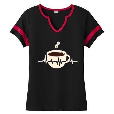 Funny Heartbeat Coffee Coffee Cup Frequency Ladies Halftime Notch Neck Tee